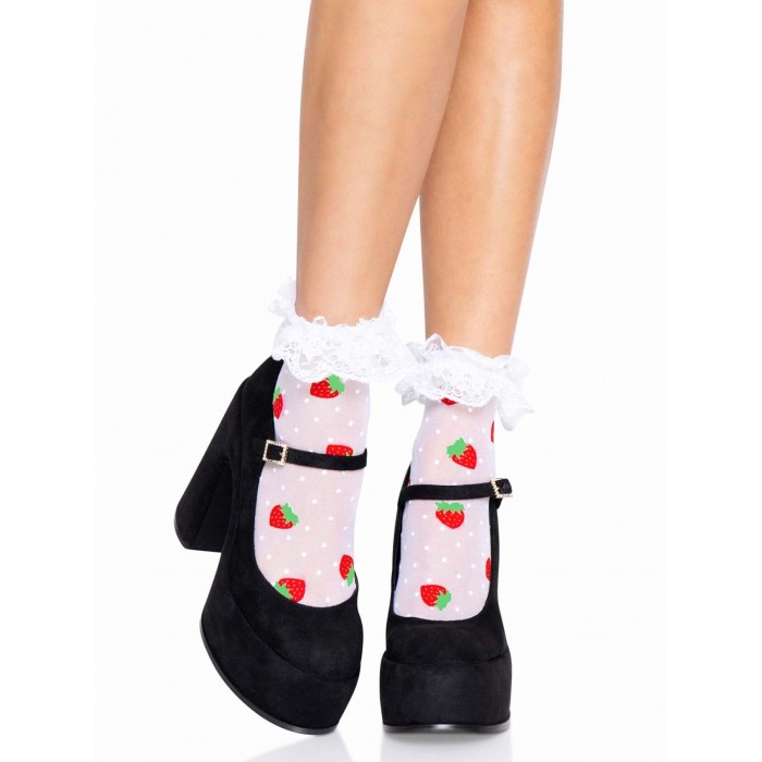 Шкарпетки жіночі з принтом полуниці Leg Avenue Strawberry, розмір One size
