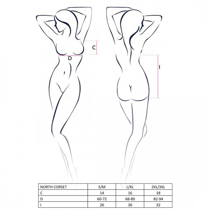 Корсет з відкритими грудьми Passion Exclusive NORTH CORSET, розмір S/M, Чорний, +трусики