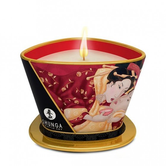 Масажна свічка з афродизіаками Shunga Massage Candle - Sparkling Strawberry Wine (170 мл)