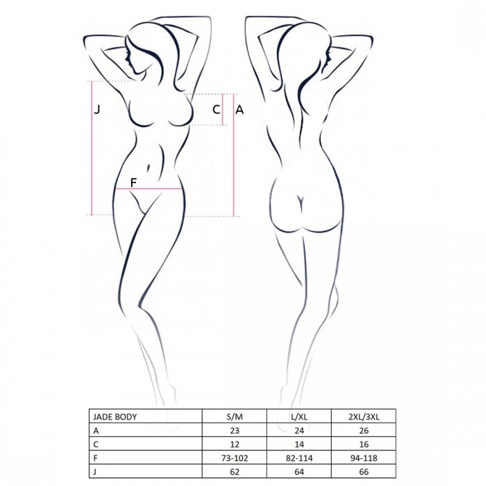 Відверте боді з елементами стреп Passion Exclusive JADE BODY, розмір XXL/XXXL, Чорне