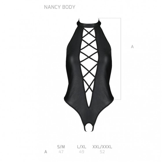 Боди из эко-кожи с открытым доступом Nancy Body black L/XL - Passion
