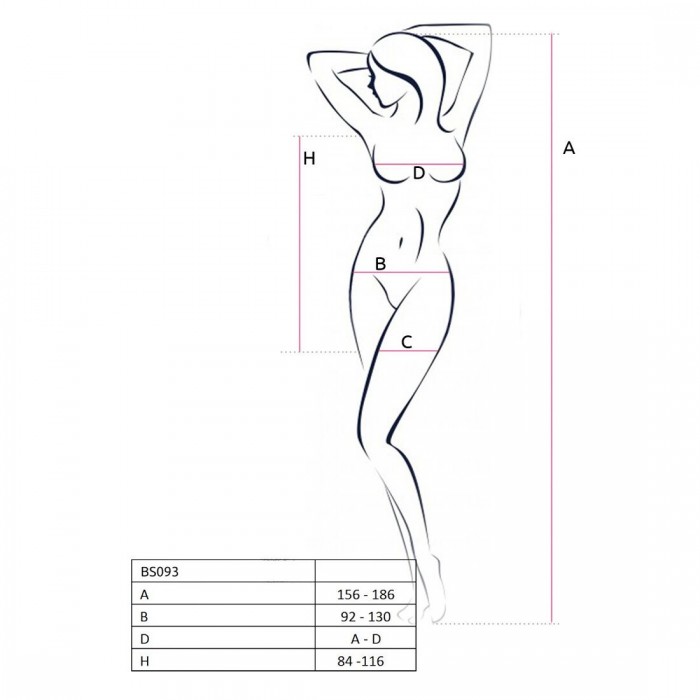 Бодістокінг-сукня з глибоким вирізом Passion BS093, розмір One Size, Чорний