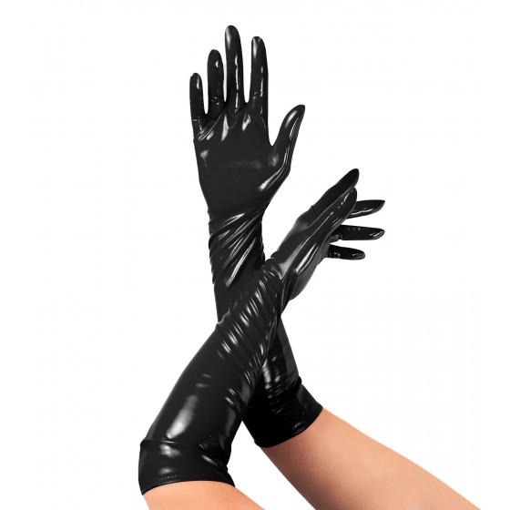 Глянцеві вінілові рукавички Art of Sex-Lora, розмір S, Колір Чорний