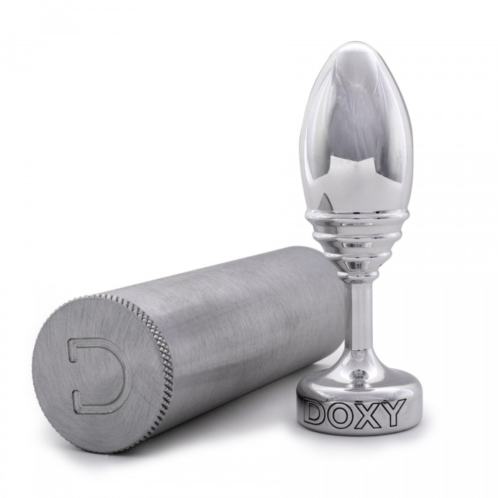 Металева анальна пробка DOXY Butt Plug RIBBED, ребриста, розмір M