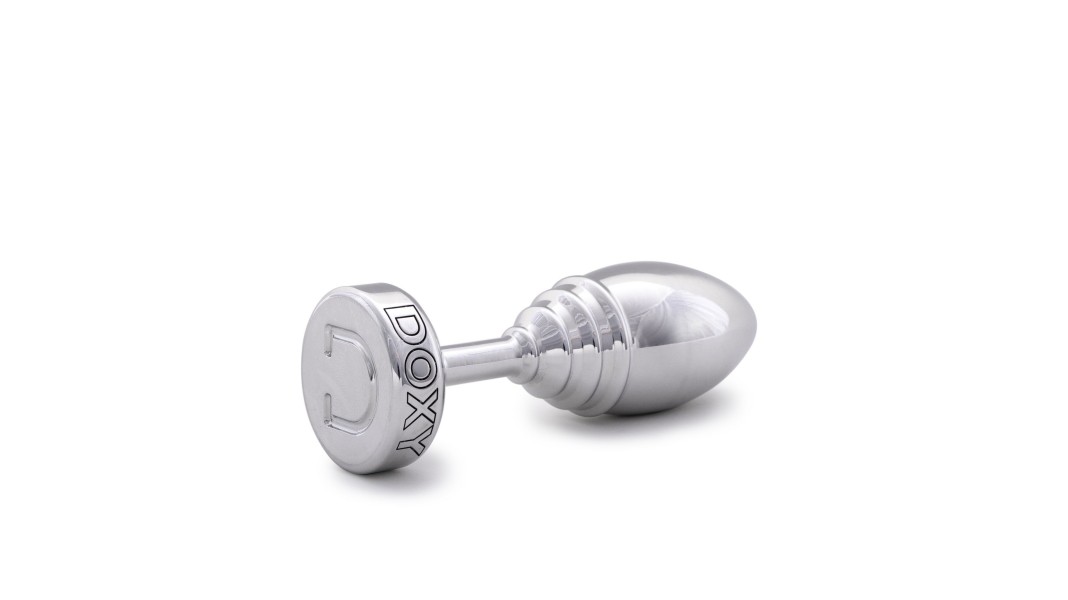 Металева анальна пробка DOXY Butt Plug RIBBED, ребриста, розмір M