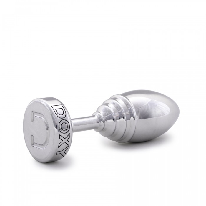 Металева анальна пробка DOXY Butt Plug RIBBED, ребриста, розмір M