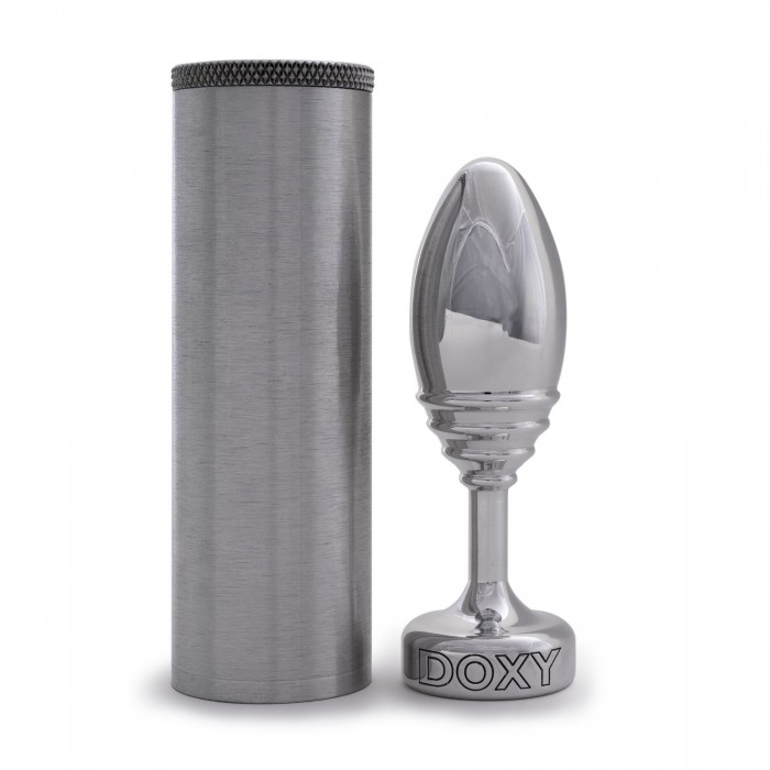Металева анальна пробка DOXY Butt Plug RIBBED, ребриста, розмір M