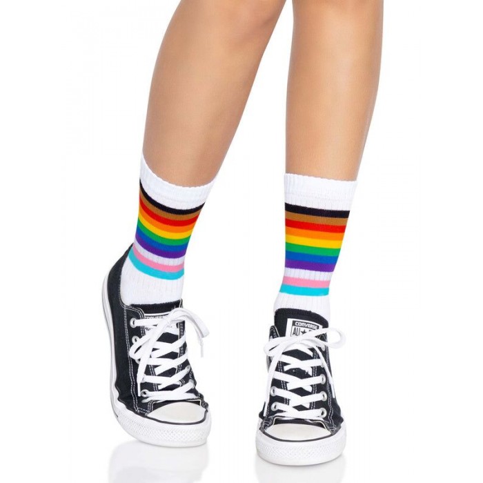 Жіночі шкарпетки в смужку Leg Avenue Pride crew socks Rainbow, розмір 37–43