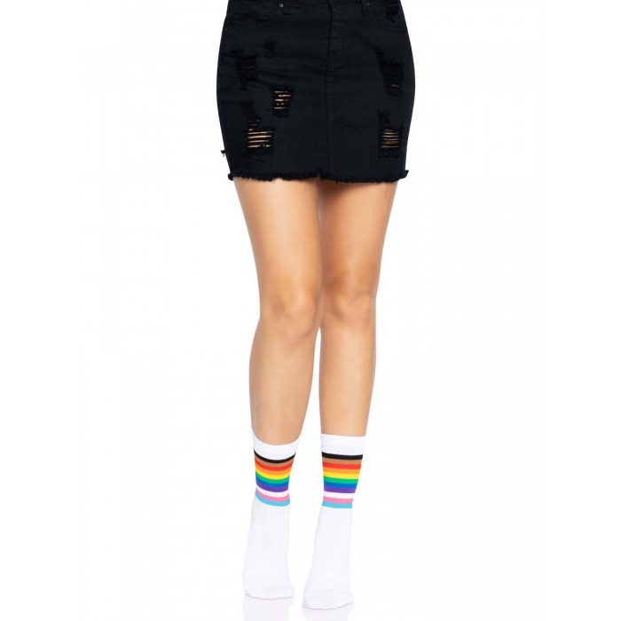 Жіночі шкарпетки в смужку Leg Avenue Pride crew socks Rainbow, розмір 37–43