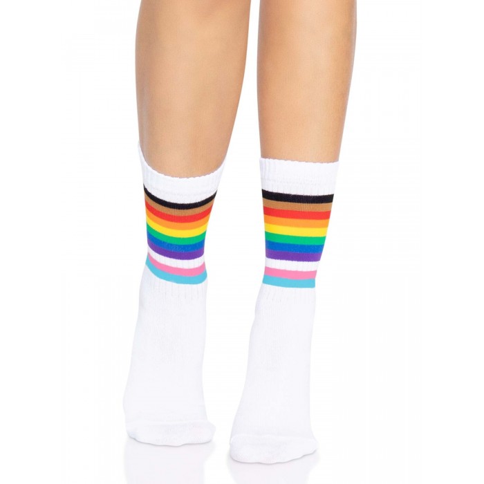Жіночі шкарпетки в смужку Leg Avenue Pride crew socks Rainbow, розмір 37–43