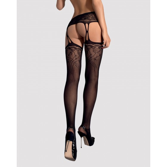 Еротичні панчохи Obsessive Garter stockings S206 black S / M / L