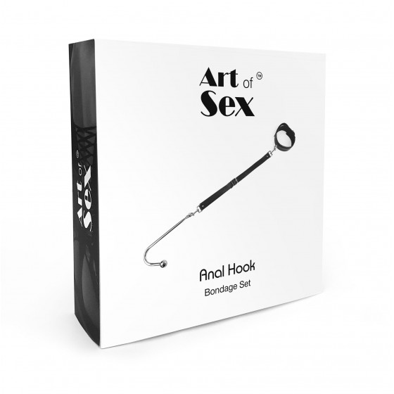 Анальный крюк с ошейником из натуральной кожа Art of Sex - Anal hook, Черный