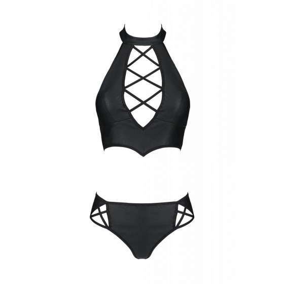 Комплект з еко-шкіри Nancy Bikini black 6XL / 7XL-Passion