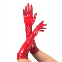 Глянцевые виниловые перчатки Art of Sex - Lora, М, Красный