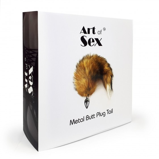 Металева анальна пробка з хвостом з натурального хутра Art Of Sex Metal Anal Plug size M Foxy fox