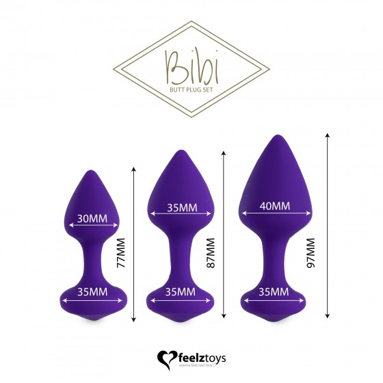Набор анальных пробок FeelzToys - Bibi Butt Plug Set 3 pcs Purple