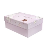 Подарочная коробка с цветами розовая, L