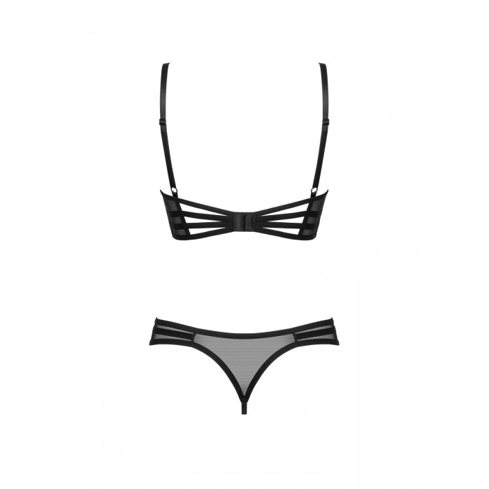 Комплект жіночої нижньої білизни Obsessive Roxelia 2-pcs crotchless set, розмір M/L, Чорний
