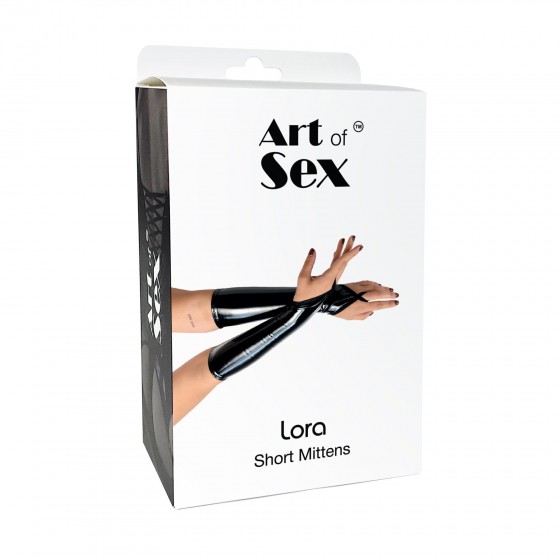 Вінілові міттінкі Art Of Sex-Lora короткі, розмір M, Колір Чорний