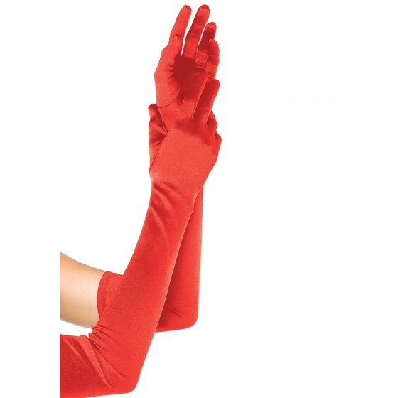 Рукавички довгі Leg Avenue Extra Long Satin Gloves red