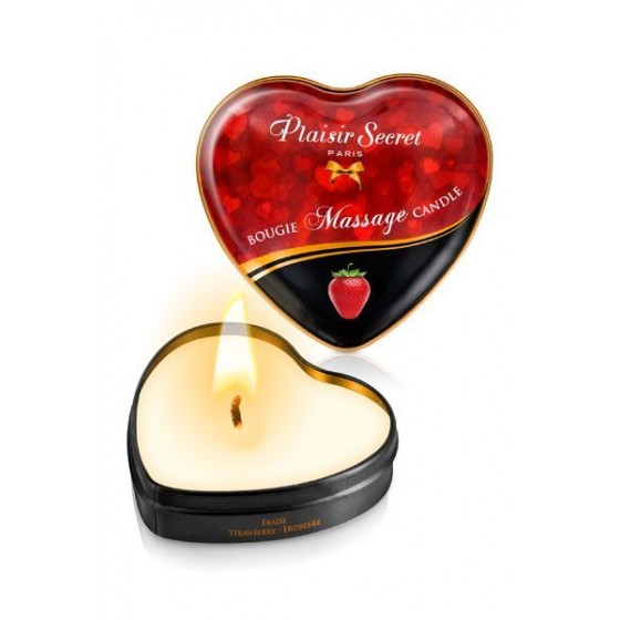 Масажна свічка сердечко Plaisirs Secrets Strawberry (35 мл)