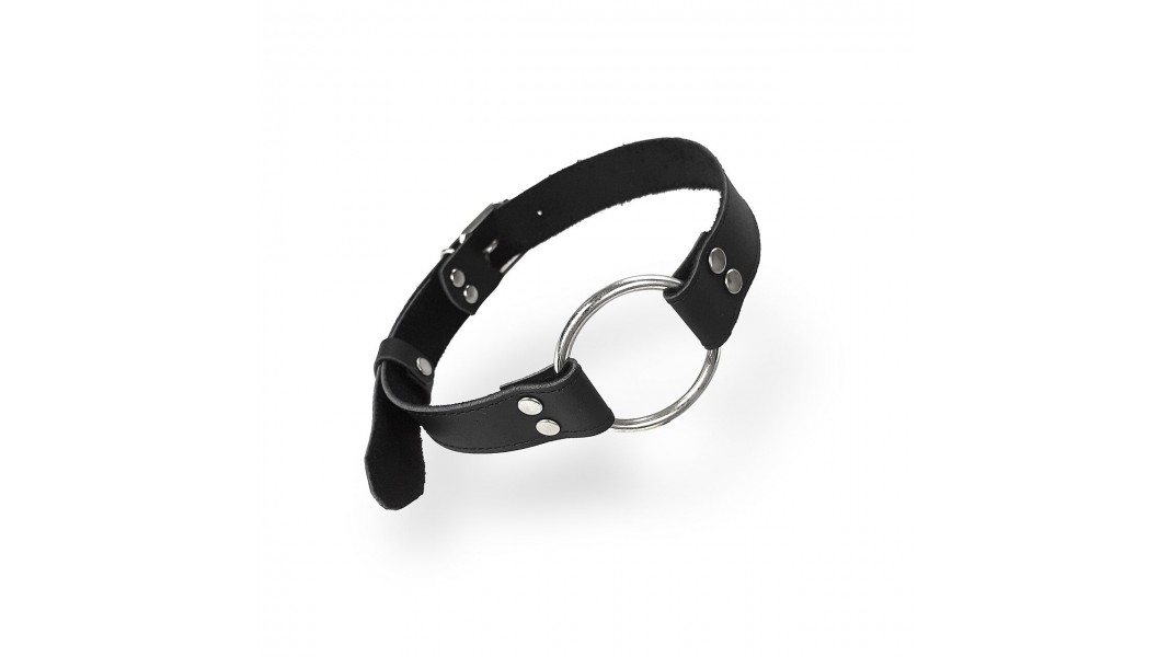 Кляп металеве кільце з натуральної шкіри Art Of Sex-Gag Ring Metal, Чорний