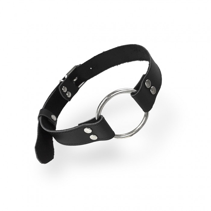 Кляп металеве кільце з натуральної шкіри Art Of Sex-Gag Ring Metal, Чорний