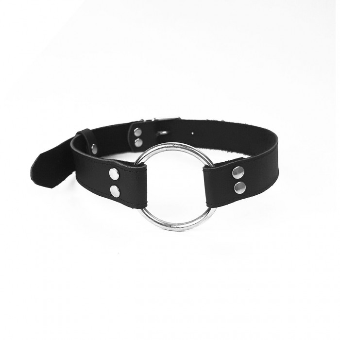 Кляп металеве кільце з натуральної шкіри Art Of Sex-Gag Ring Metal, Чорний