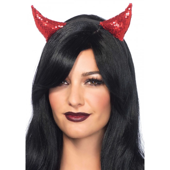 Диявольські ріжки з паєтками Leg Avenue Sequin devil horns, Червоні