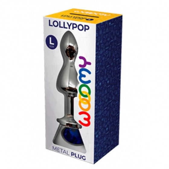 Анальна пробка Wooomy Lollypop Double Ball Metal Plug Blue L