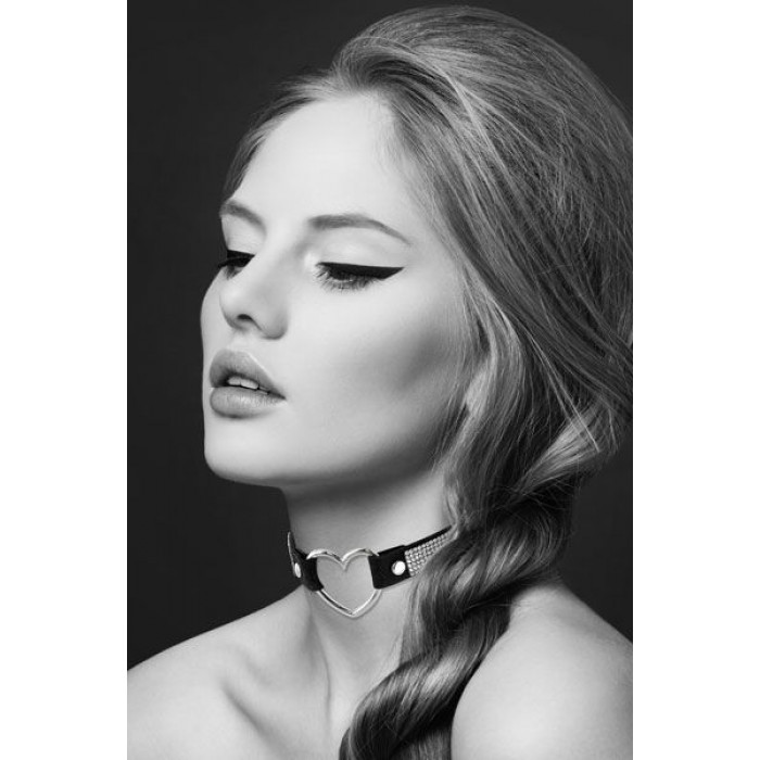 Чорний чокер зі стразами Bijoux Pour Toi - HEART DIAMOND