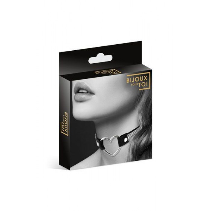 Чорний чокер зі стразами Bijoux Pour Toi - HEART DIAMOND