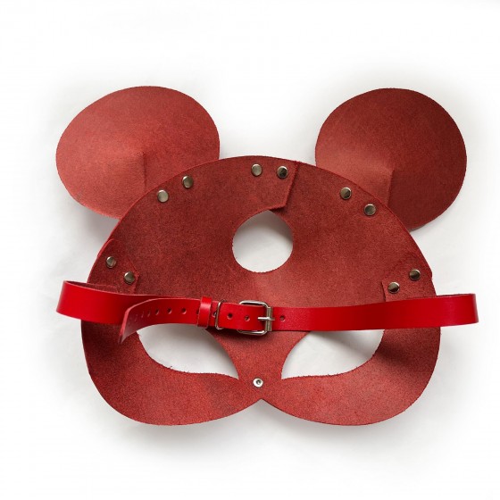 Кожаная маска Мышки Art of Sex - Mouse Mask, цвет Красный