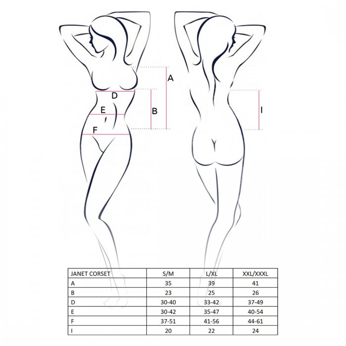 Напівпрозорий корсет з підв'язками Passion JANET CORSET, розмір S/M, Білий, + трусики