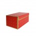 Подарункова коробка червона із золотим геометричним малюнком, M — 23×16×12 см