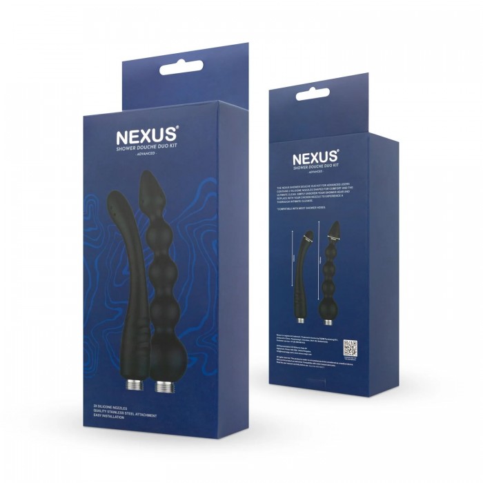 Набор анальных насадок для душа Nexus ADVANCED Shower Douche Duo Kit – Черная, 2 шт