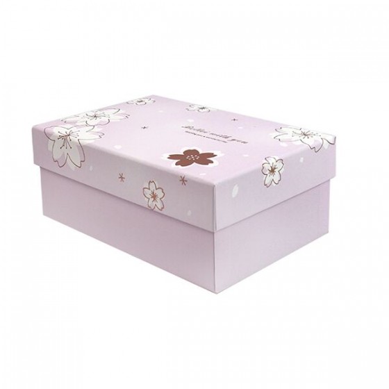 Подарочная коробка с цветами розовая, M
