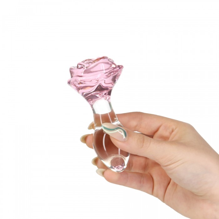Скляна анальна пробка Pillow Talk-Rosy-Luxurious Glass Anal Plug