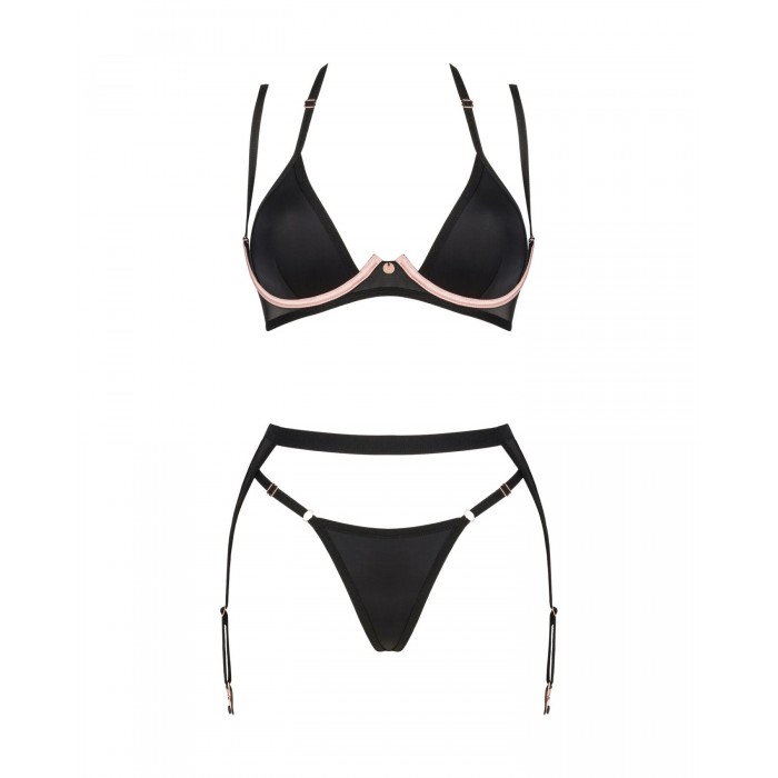 Комплект жіночої нижньої білизни Obsessive Selinne 3-pcs set, розмір M/L, Чорний