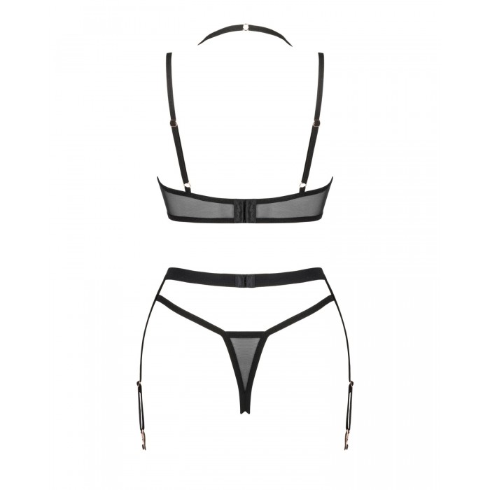 Комплект жіночої нижньої білизни Obsessive Selinne 3-pcs set, розмір M/L, Чорний