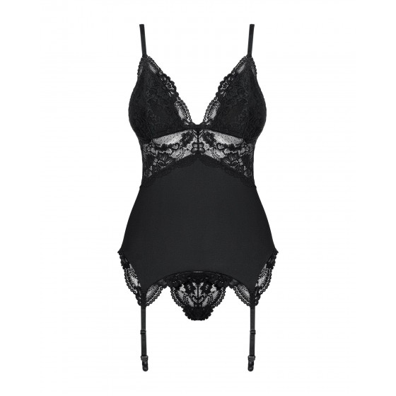 Еротичний корсет Obsessive 810-COR - 1 corset & thong black S / M