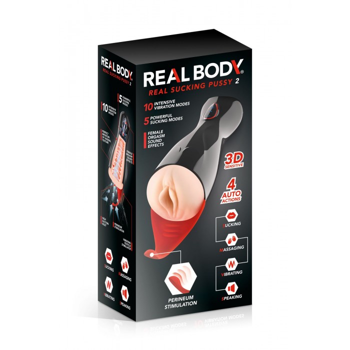 Мастурбатор вагіна з вібрацією Real Body - Real Sucking Pussy 2