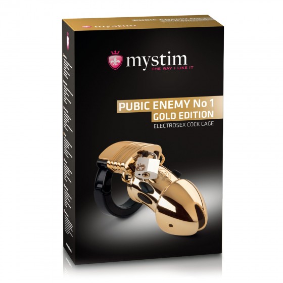 Клітка для члена з електростимуляцією Mystim Pubic Enemy No 1 - Gold Edition