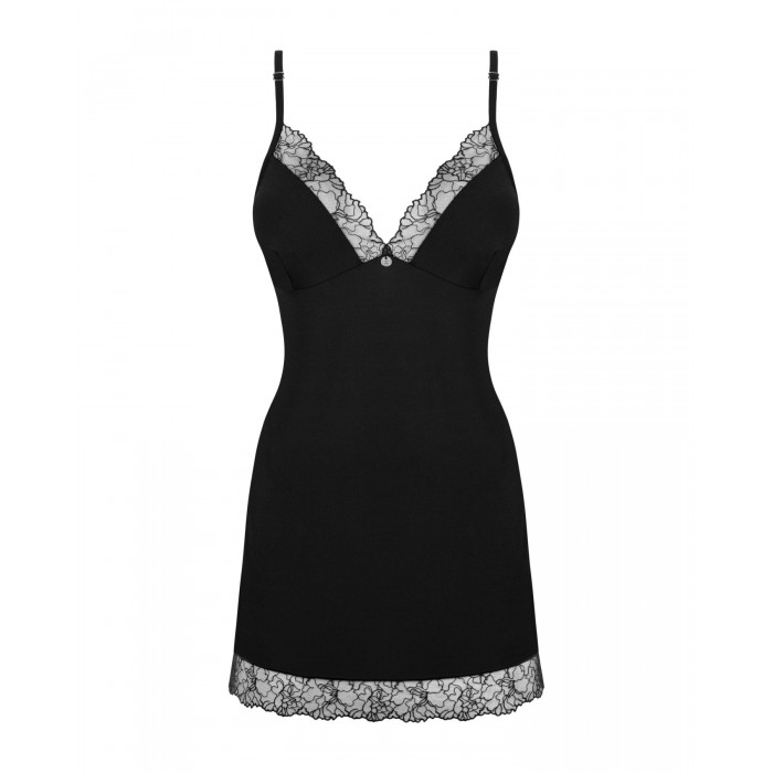 Эротическая сорочка и стринги Obsessive Bella Rou chemise&thong, размер M/L