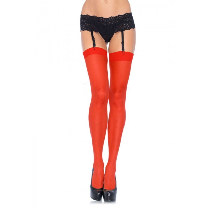 Сексуальні панчохи під підв'язки Leg Avenue Sheer Stockings, розмір one size, Червоні