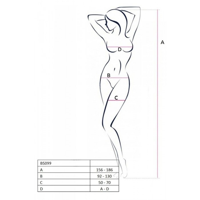 Бодістокінг з плетінням на грудях Passion BS099, розмір One Size, Білий