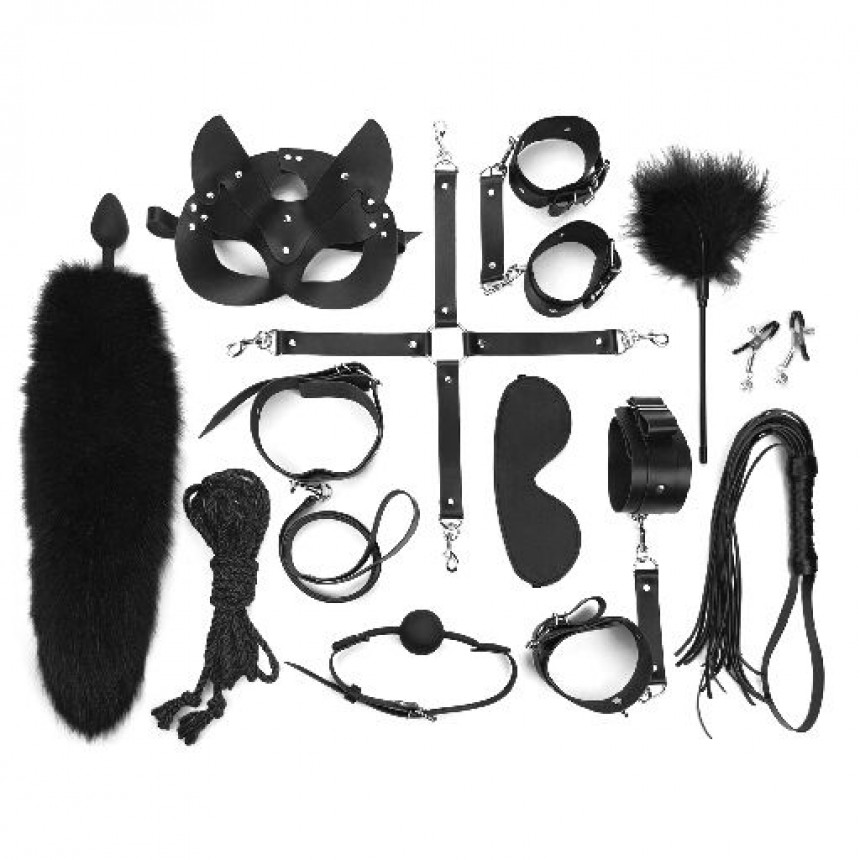 Набір bdsm з натуральної шкіри Art Of Sex-Maxi Bdsm set Leather, Чорний