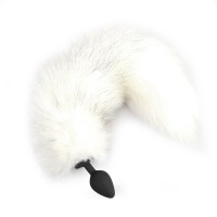 Силиконовая анальная пробка с хвостом из натурального меха Art of Sex Silicone Anal Plug size M White fox