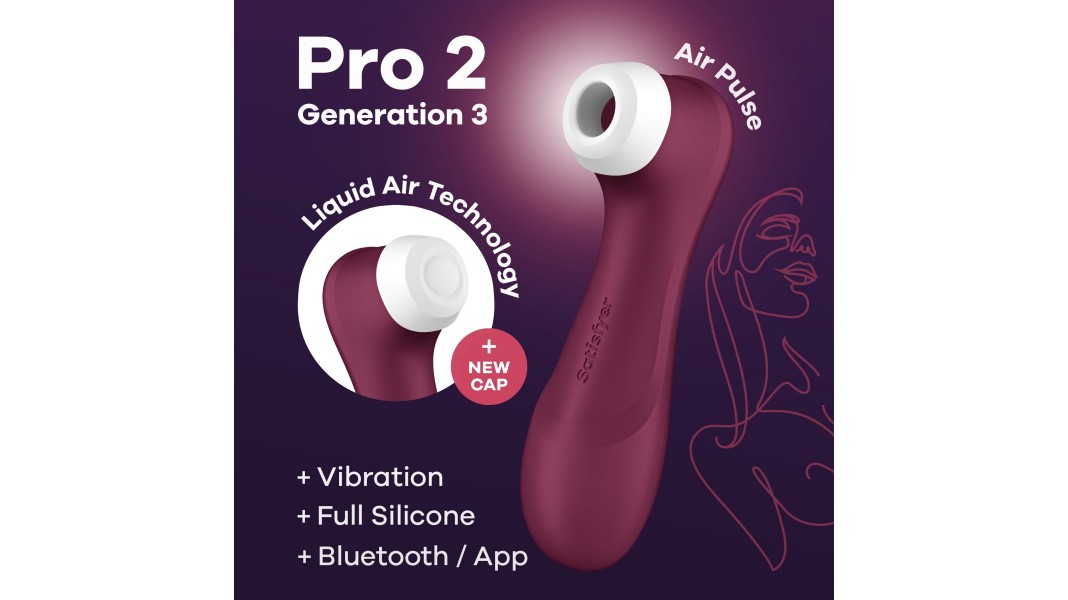 Вакуумний кліторальний стимулятор Satisfyer Pro 2 Generation 3 with Liquid Air Connect App Wine Red