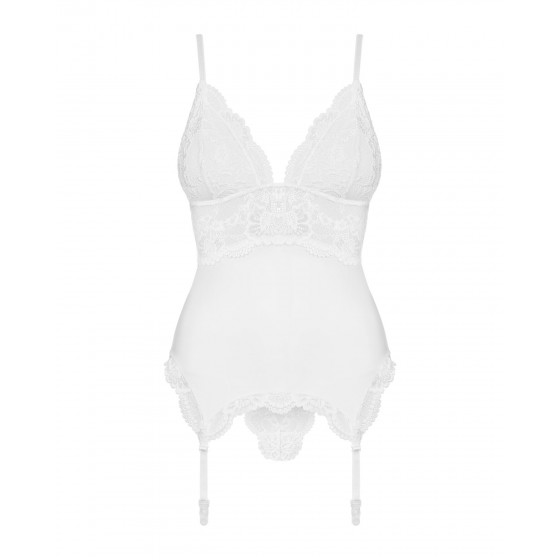 Еротичний корсет Obsessive 810-COR - 2 corset & thong white S / M